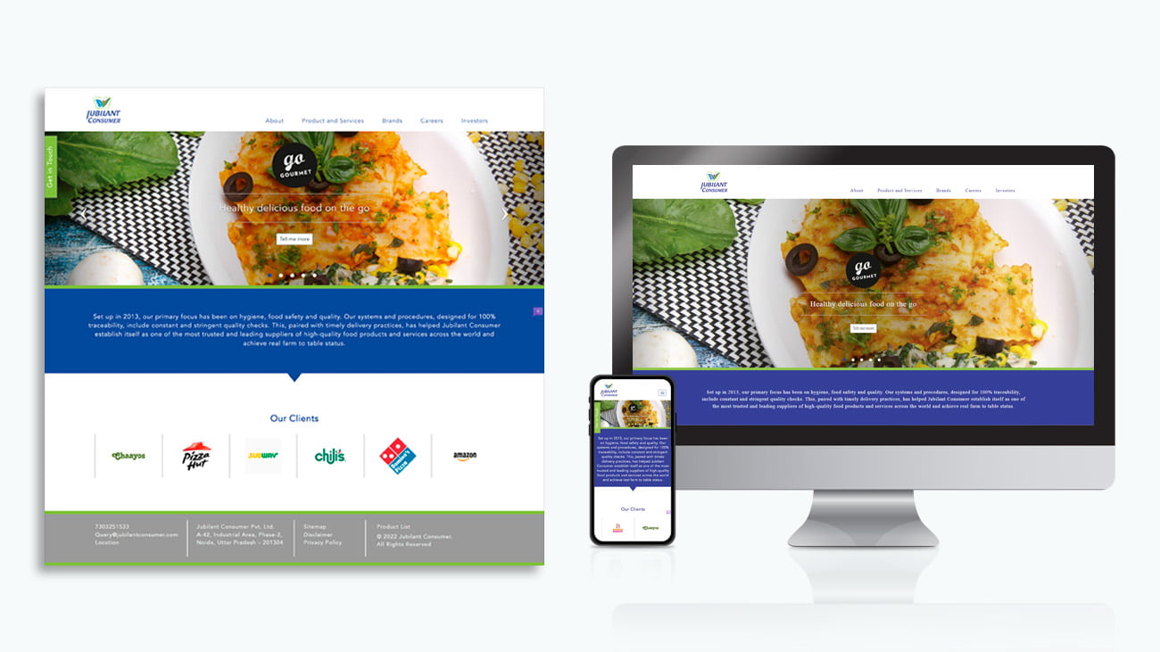 Website Development for Jubilant Consumer Pvt. Ltd.