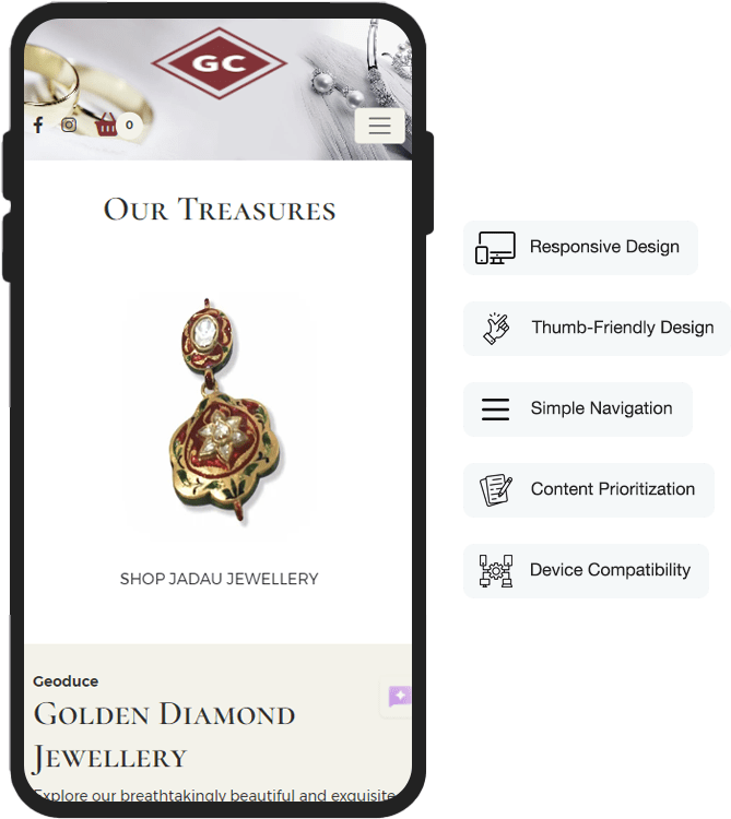 mobile view of jewelry website in Jaipur