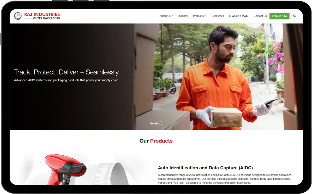 Website Designing & development for Raj Industries