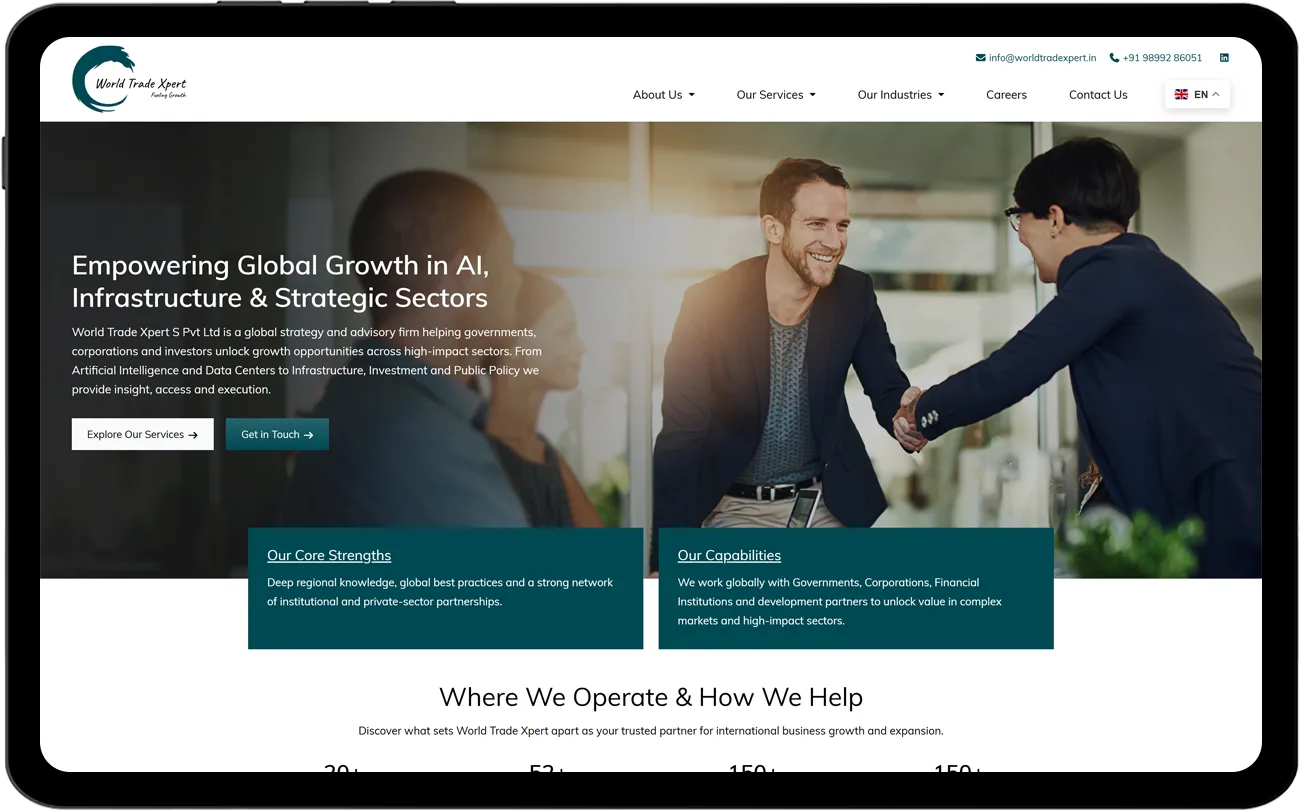 Website Designing & development for World Trade Xpert S Pvt Ltd